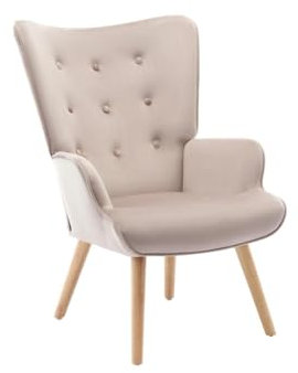 Vente-unique - Fauteuil en Velours Beige VATELY - Scandinave