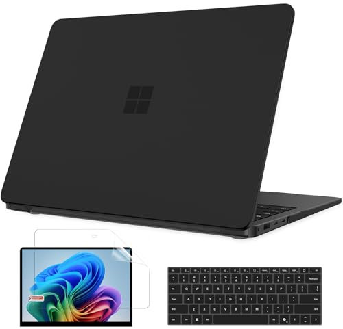 B BELK Case for Microsoft Surface Laptop 13.8 inch Touchscreen 2024 (7th Edition) Model: 2036, Plastic Hard Shell Case + Keyboard Cover + Screen Protector for 13.8'' Microsoft Surface, Space Black