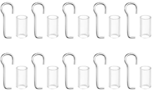 sourcing map Wand Wire and Sleeve Collar, 2 Sets Blind Wand Hook Replacement Parts for 1-inch Square Head Rails, Tilt Hook Repair for Horizontal Blind Parts (Silver)