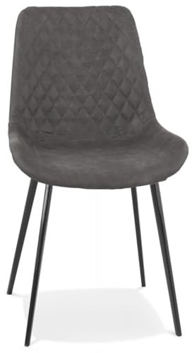KADIMA DESIGN Mikrofaser Stuhl Taichi Dunkelgrau 52x59x82 cm | Designer Esszimmerstuhl mit Metallbeinen | Bequemer Polsterstuhl für Wohnzimmer und Büro | Moderner Stil | Robust und Langlebig