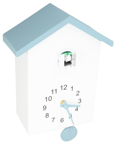 KIMISS Vogelhaus Wanduhr und Vogelstimme Dekorative Uhr - Einzigartige Stilvolle Uhr für Büro, Schlafzimmer, Wohnzimmer