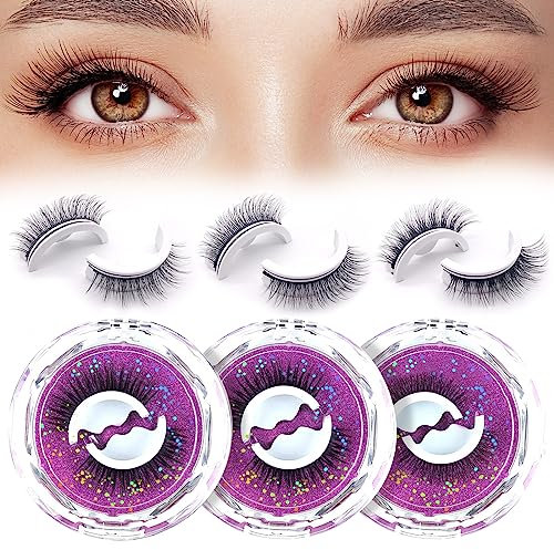 Self Adhesive Magnetic Eyelashes, Natural Looking Fake Eye Lashes Reusable & Waterproof, 3 Types