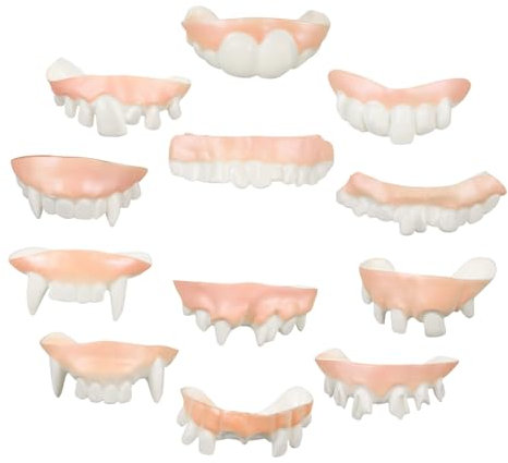 BESPORTBLE 12stücke Falsche Zähne Vampirzähne Für Halloween Cosplay-Requisiten Lustige Zahnstreich-zubehör Dekorative Halloween-zähne Kostümzähne Party-Requisiten