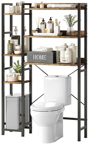 MUTUN Over Toilet Storage Unit, 3-Tier Bathroom Shelves, Industrial Bathroom Organizer Over The Toilet, Toilet Storage Rack, Washing Machine Shelf, Vintage Brown
