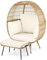 COSTWAY Korbsessel Rattan mit Hocker, übergroßer Gartensessel mit Kissen und Metallgestell, Rattansessel XXL, Loungesessel für Balkon, Garten, Wohnzimmer, Terrasse