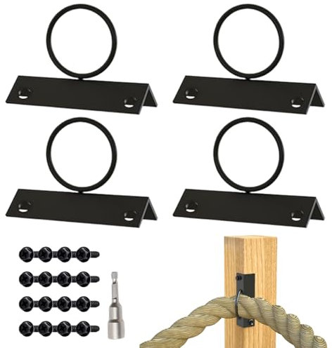 Lot De 4 Supports De Corde De 5 Cm Pour Clôtures En Chanvre | Anneaux De Fixation Pour Clôtures, Escaliers, Rampes | Supports Décoratifs Pour Clôtures, Rampes D'escalier Et Crochets Muraux