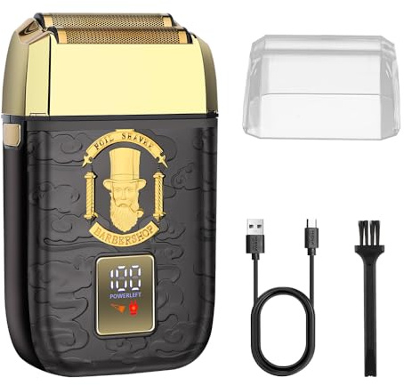 HIENA PRO Akku-Folienrasierer für Männer, professioneller Elektrorasierer, Präzisionstrimmer für Glatzen, Doppel-Folien-Trimmer mit LED, USB-Aufladung, Geschenke für Männer
