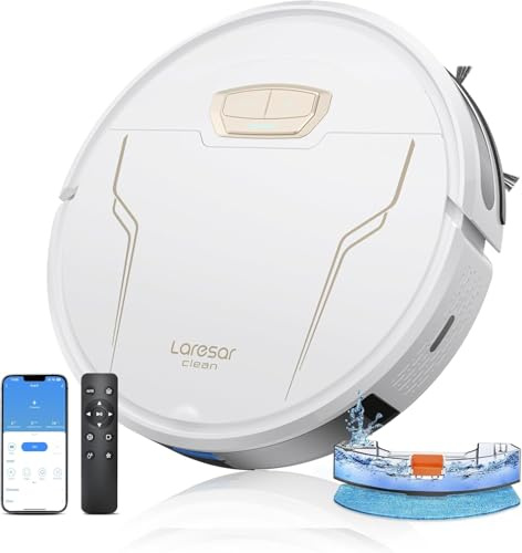 Laresar Clean 7000Pa Robot Vacuum Cleaner with Mop, Robotic Vacuum with Remote Control, Voice, Alexa/APP, 150mins Runtime, Robot Hoover with Auto Carpet Boost, Ideal for Pet Hair, Hard Floors, Carpet