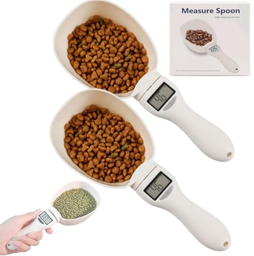 Digital Measuring Spoon Scale - Electronic Weighing Spoon with LCD Screen, 5 Measurement Units (G/ML/Cup), Electronic Measuring Spoon for Cooking Baking Pet Food (2 PCS)