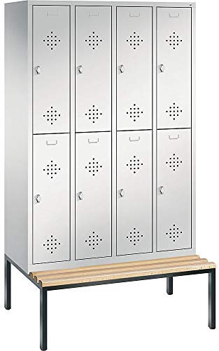 Doppelstöckiger Spind S 2000 Classic mit 8 Fächern, B1190 H2090 T815mm - Lichtgrau