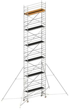 Layher Uni Standard Alu-Fahrgerüst P2 1401151 - mit Gerüststützen 5 m - Arbeitshöhe 13,20 m