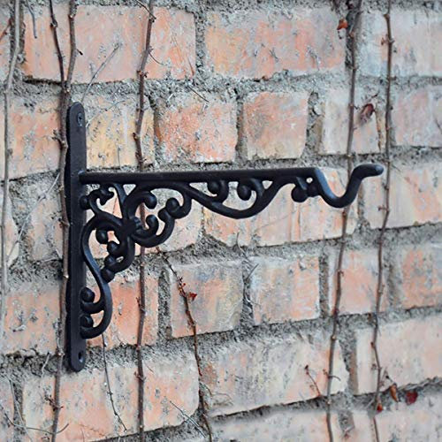 TentHome Blumenhaken Landhaus Blumenhalter Wand Blumenampel Halterung Garten Haken für Hanging Basket Wandhalterung Gusseisen Befestigung für Hängekörbe Großes Blumenmuster