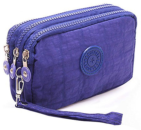 Forlady, Pochette multiuso con 3 scomparti, chiusura con cerniera, per chiavi, denaro, cellulare, adatta per lo sport Viola Taglia unica