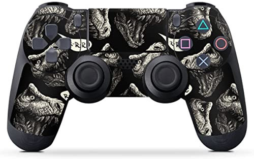 DeinDesign Skin kompatibel mit Sony Playstation 4 Controller Folie Sticker Dinosaurier T-Rex Düster