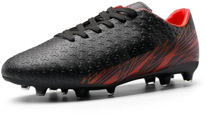 Dream Pairs Zapatillas de Fútbol Hombre Botas de Fútbol Zapatos de Fútbol al Aire Libre Tacos Deporte Atletismo Sala,Size 47,Negro/Rojo,Mega-1