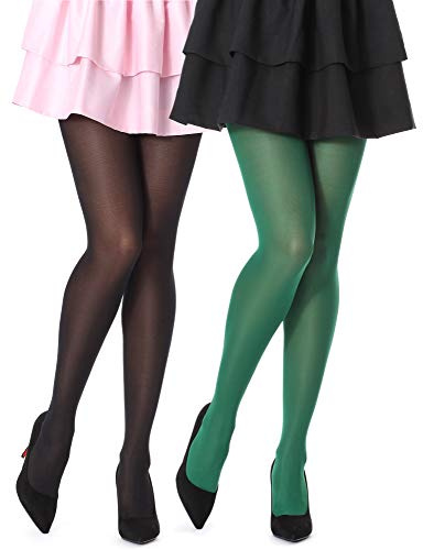 Bellivalini Damen Strumpfhose Mikrofaser 2 Pack 60 DEN BLVFI1002 (Schwarz/Dunkelgrün (2Pack), M (Herstellergröße: 3))