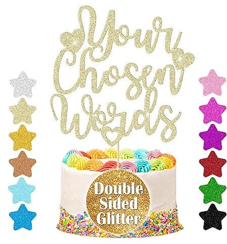 EDSG Personalised Cake Topper | Custom Cake Decoration with Any Text | Multicolour Glitter Wedding Party Decoration 13 15 18 21 25 30 45 60 (Champagne Gold)