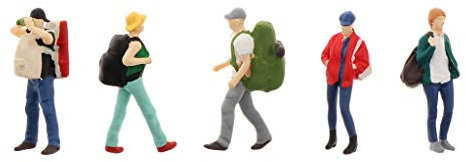 SM SunniMix Modellbahnfiguren, 5 Bemalt Im Maßstab 1:64 Modelleisenbahn Menschen Figuren Backpacker Wanderer Menschen für Miniaturszenen Zug Eisenbahn, C.