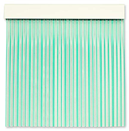 Rideau de Porte Anti Mouche à Lanières en PVC | Tringle en Aluminium | Parfait Pour Terrasse ou Entrée | Transparent-Vert | 210 * 120