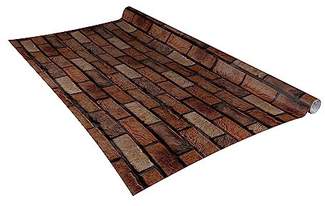 Venilia Papier adhésif | Mur de briques Brique Rouge | 90 cm x 2,6 m, Épaisseur 160μ | Film autocollant pour meuble et cuisine, film décoratif, papier peint | PVC sans phtalates | Fabriqué en UE