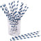 Papierstrohhalme Stripe 25 St. 100% Papier Einweg L:19,7cm biologisch abbaubare Trinkhalme, Farbe:blau