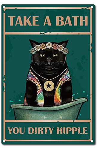 CREATCABIN Nehmen Sie EIN Bad, Sie Schmutzig Hippie Lustiges Badezimmer Zitat Vintage Metall Blechschild Für Badezimmer Küche Cafe Wanddekoration, 8 x 12 Zoll