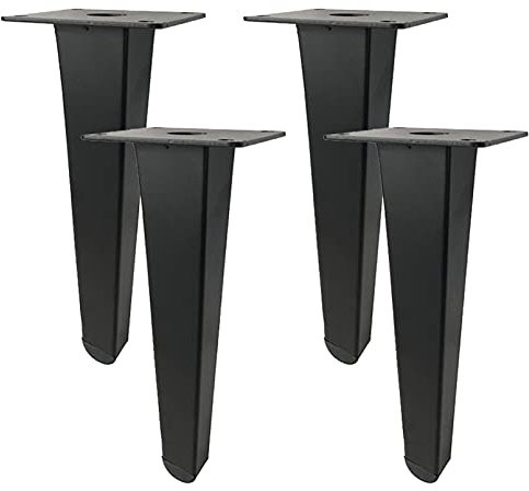 LOVEM Pieds de Meubles Fuselés en Métal Pieds de Table carré Pieds D'armoire avec Vis Pieds de Canapé DIY Pieds de Placard/Bahut Pieds de Meuble TV, Placage de Surface,4 Pièces (20cm,Noir)