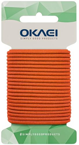 OKAEI Gummikordel 2mm x 10m - Hochwertiges Gummiseil in Orange, Flexibles Gummiband/Hutgummi/Rundgummi - Ideal für DIY Projekte und Handwerk