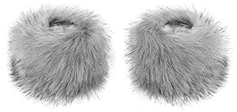 SwirlColor Faux Fur Cuffs Soft Fluffy Wrist Band Winter Cuffs Wrist Warmer for Women (Grey)