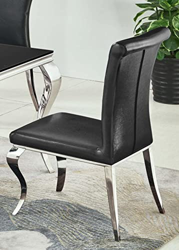 Design Stuhl Modern Barock Schwarz Edelstahl Kunstleder Esszimmerstuhl Polsterstuhl