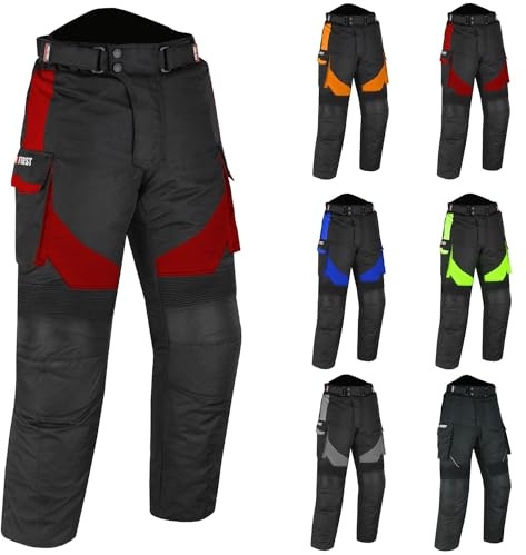 PROFIRST Motorbike Waterproof Trouser Motorcycle Protective Pant Motorcycle Armored Trouser for Men| Length 32 Inch (XXL, Red)