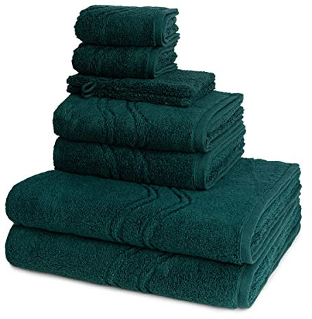 Ross - 8 teiliges Frottier-Set - Cashmere Feeling (2 X Wasch- 2 X Gäste- 2 X Dusch- 2 X Handtuch im Set) - 520 g/m2 - Baumwolle - Walkfrottee - saugstark - weich und flauschig - Moosgrün