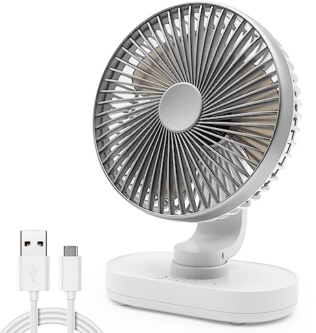 Silent Desk Fan, USB Small Fan Table Cooling Fans, Quiet Operation, 4 Speeds, 3 Fan Blades, Strong Airflow, Rotatable Head, 6,5 Inch Portable Fan for Home Bedroom Office Outdoor Travel(Silver)