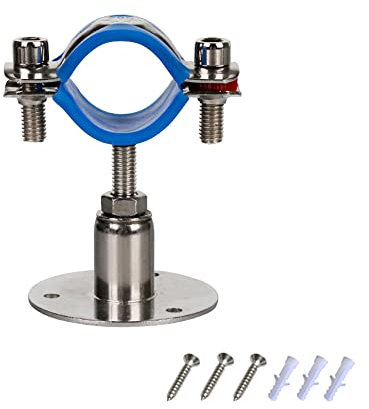 1 set 304 Stainless Steel Wall Mount Ceiling Mount Pipe Supports, adjustable Pipe Bracket Clamp Pipe Straps for Out Dia 15-19mm Pipe Tube，Bracket Height adjustable 60-100mm