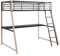 Vente-unique-Hochbett mit Schreibtisch - 90 x 190 cm - Schwarz & Eichefarben - MALICIA
