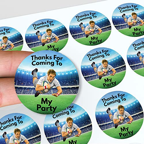 Rugby Thank You Geburtstagsparty-Aufkleber für Partytüten & Zuckertüte (24 Aufkleber)