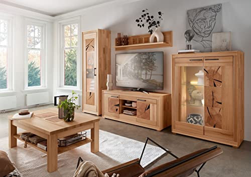 möbelando Wohnzimmer-Set >WZ-0315< (BxHxT: 316,6x201x46 cm) in Natur geölt aus Kernbuche