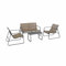 Alice's Garden - Salon de Jardin en métal et textilène pour 4 Personnes. Anthracite et Naturel. Design