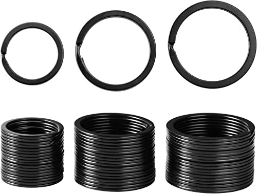 30 Stück flache Schlüsselringe Metall Schlüsselanhänger Ringe Split Schlüsselanhänger Flacher O-Ring für Zuhause Autoschlüssel Befestigung, 25 mm, 30 mm, 35 mm, Schwarz
