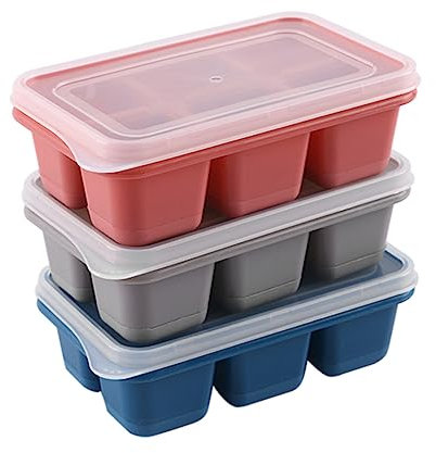 XIZONLIN Silicone Ice Cube Moulds 3Pcs Square Ice Cubes Trays with No-Spill Removable Lid Easy Release Ice Cubes Mold for Water Drinks Chocolate Milk Juice