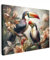 MuchoWow© Bilder 80x60 cm Wohnzimmer Deko Modern Wandbild Foto auf Leinwand Bild Schlafzimmer Room Decor Geschenke Tukan - Vögel - Blumen - Dschungel