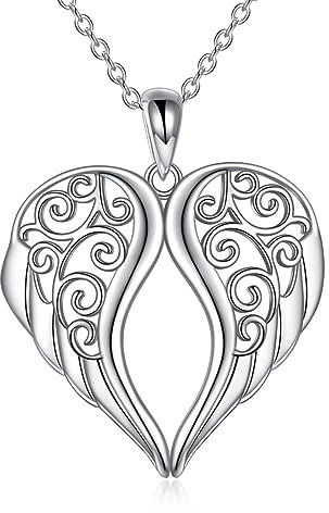 YFN Silber-Engelsflügel-Halskette Schutzengel Halskette Flügel Anhänger Schmuck für Frauen Geschenke