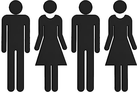 PATIKIL 4.7 Bad Zeichen 2 Paare Männer Frauen Toilette Zeichen Selbstklebend Toilette Tür Dekor Aufkleber für Büro Business Schwarz