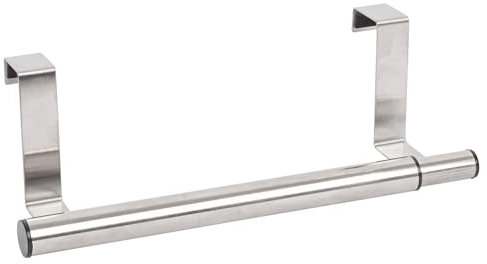 1x 40cm Stainless Steel Over-Door Towel Rail - Bathroom Kitchen Toilet Cupboard Cabinet Door Mounted Hand Towel Holder Rack Hanger - By Ashley