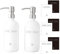 Janxin Seifenspender aus Glas, 2 Stück, Seifenspender für Küchenspüle mit Pumpe, Geschirrseife, Lotion (Weiße Flaschen+Silberne Pumpen)