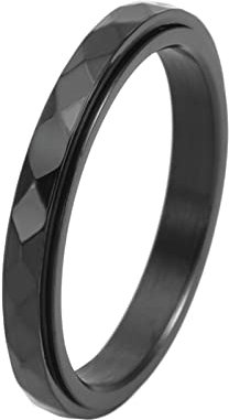 AMDXD Eheringe Nordisch 3MM, Edelstahl Ringe Geometrische Spinner Ringe, Schwarz Damenring Hochzeitsring Gr.57 (18.1)