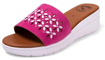JOMIX Sandales Compensées Femme avec Strass Pantoufles d'été Sandales Anatomiques Confortables Fabriqué en Italie (Fuchsia, 40)