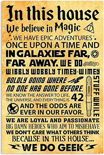 In This House We Believe In Magic We Do Geek-Poster, Metallschild, Wanddekoration für Zuhause, Küche, Bar, Café, Club, Höhle, 20,3 x 30,5 cm