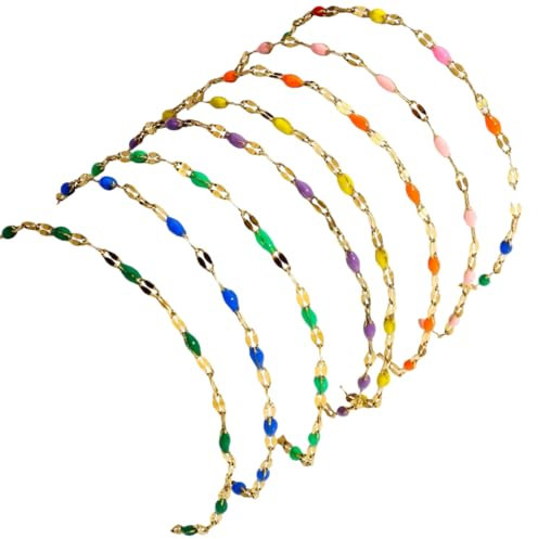 bracelet chaine fine acier inoxydable doré ou argent avec mini perles emai- cadeau femme fille - bracelet de plage - bracelet cheville - bijoux faits mains - chaine émaillée- 10 couleurs au choix