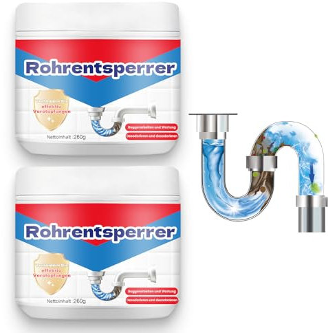 Rohrreiniger Abflussreiniger, Pipe Unblocking Powder, Dip Cleaner, Unclog Your Pipes with Foaming Drain Cleaner and Pipe Dredging Powder (2pcs)